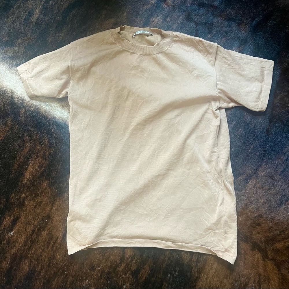 Acne Oversized Cream/Beige Short Sleeve Wrinkle Tee